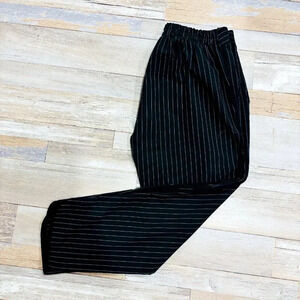 LUNA  MOON Striped black pants with elastic waistband